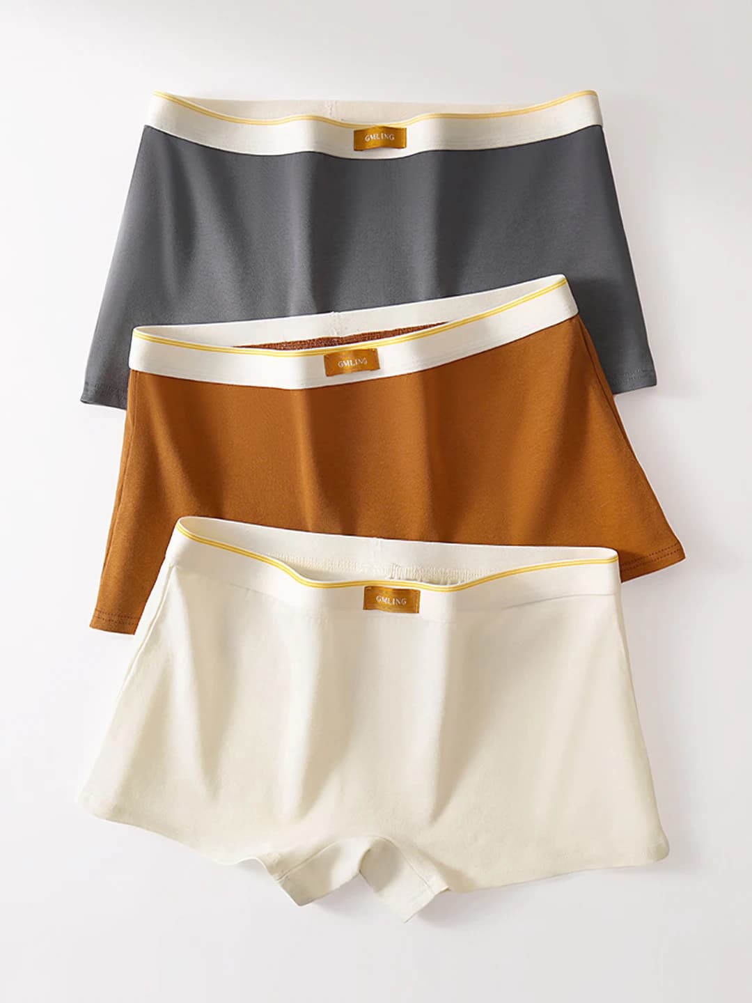Women's pure cotton boxer-style underwear, sports, seamless, antibacterial, breathable, all-season, mid-waist, color-block