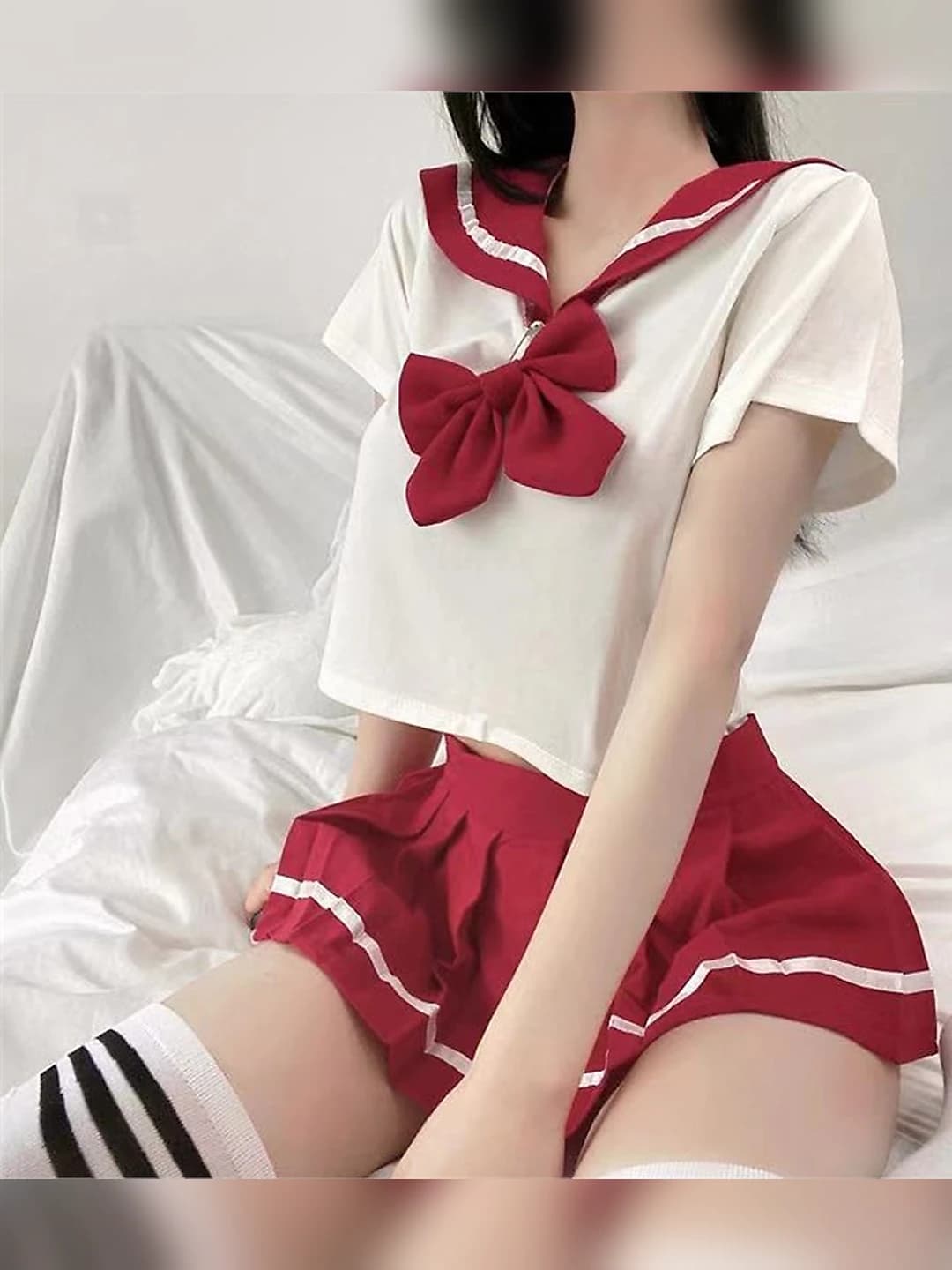 Red + White with black pattern