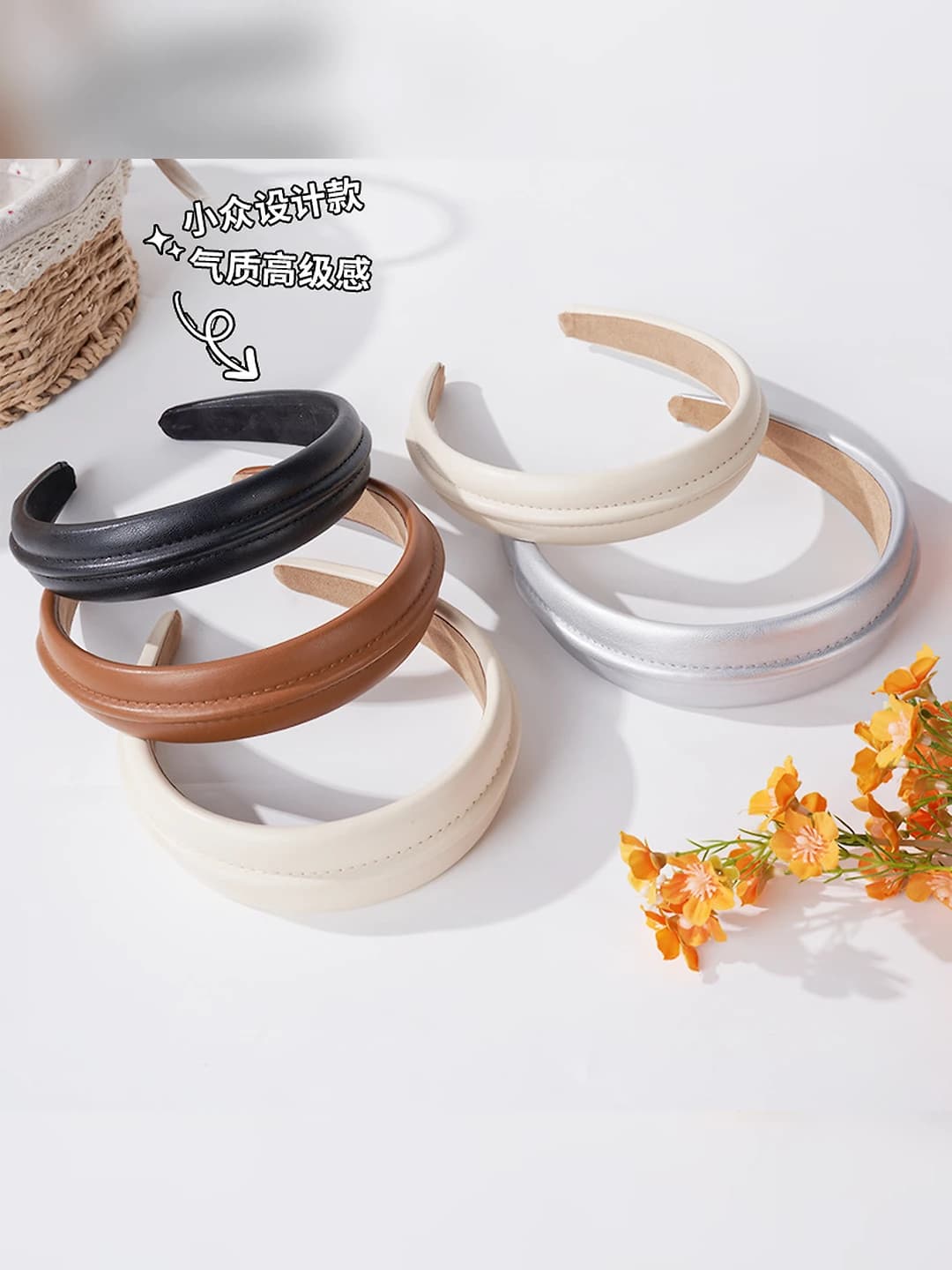 Women's PU headband in retro style, high-crown hair accessory