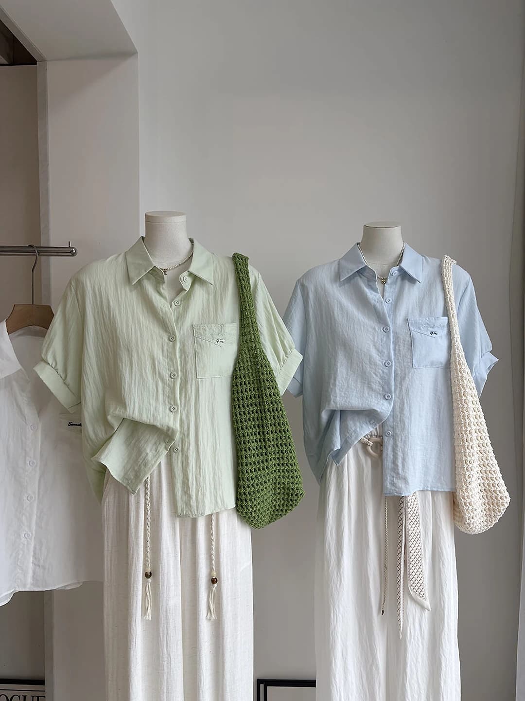 Women's summer short-sleeve shirt in Korean style, loose fit, embroidered, casual
