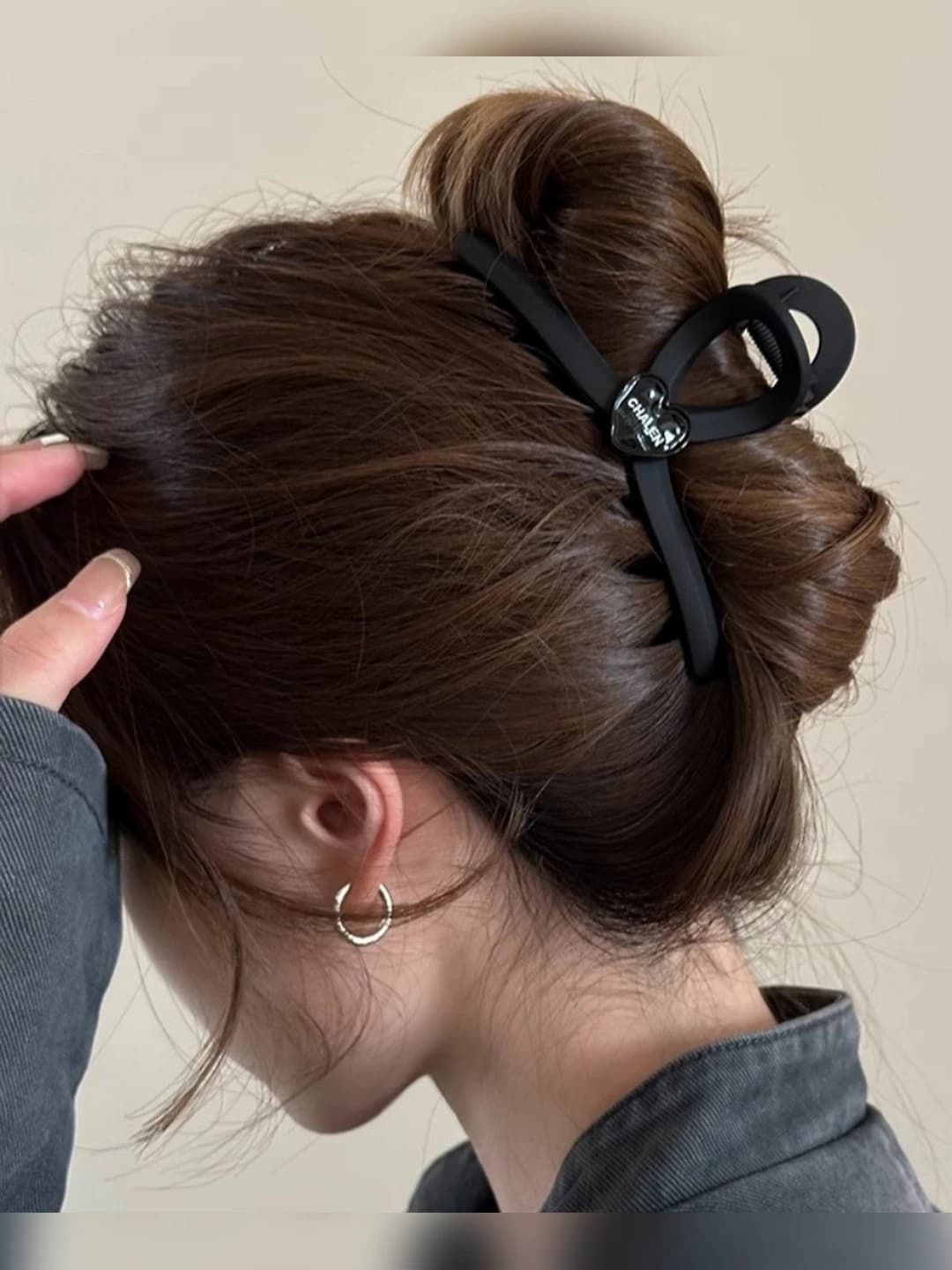 Women's large matte heart-shaped alloy metal hair claw clip for autumn-winter
