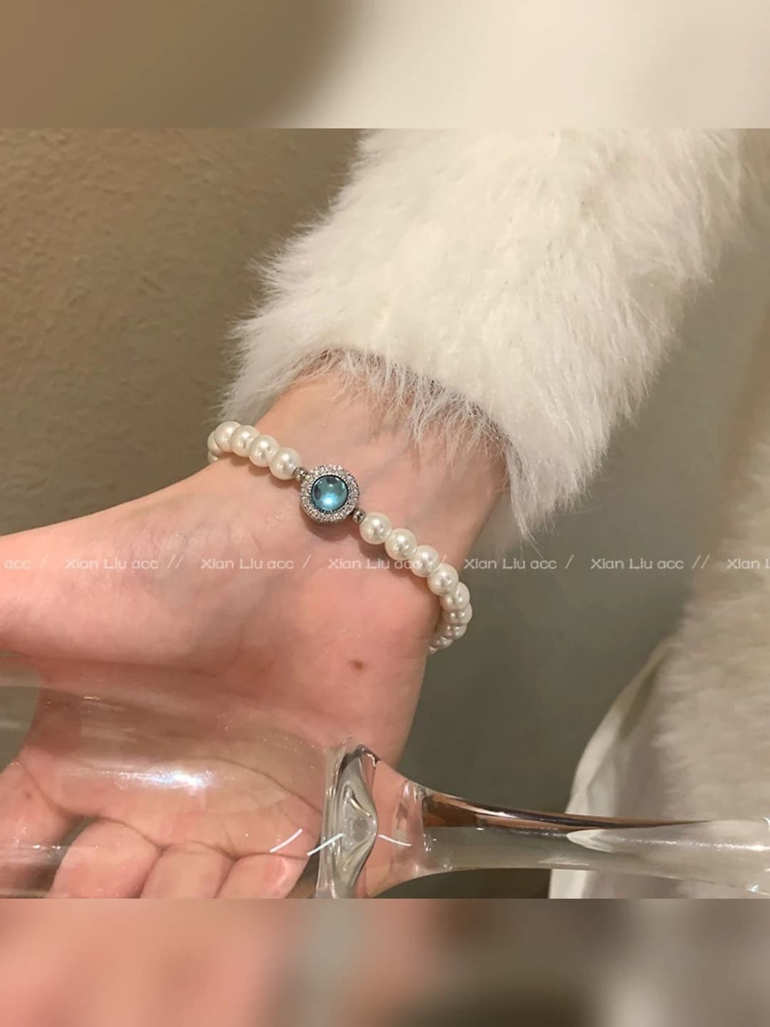 Light blue Fake pearl Bracelet #SZ400
