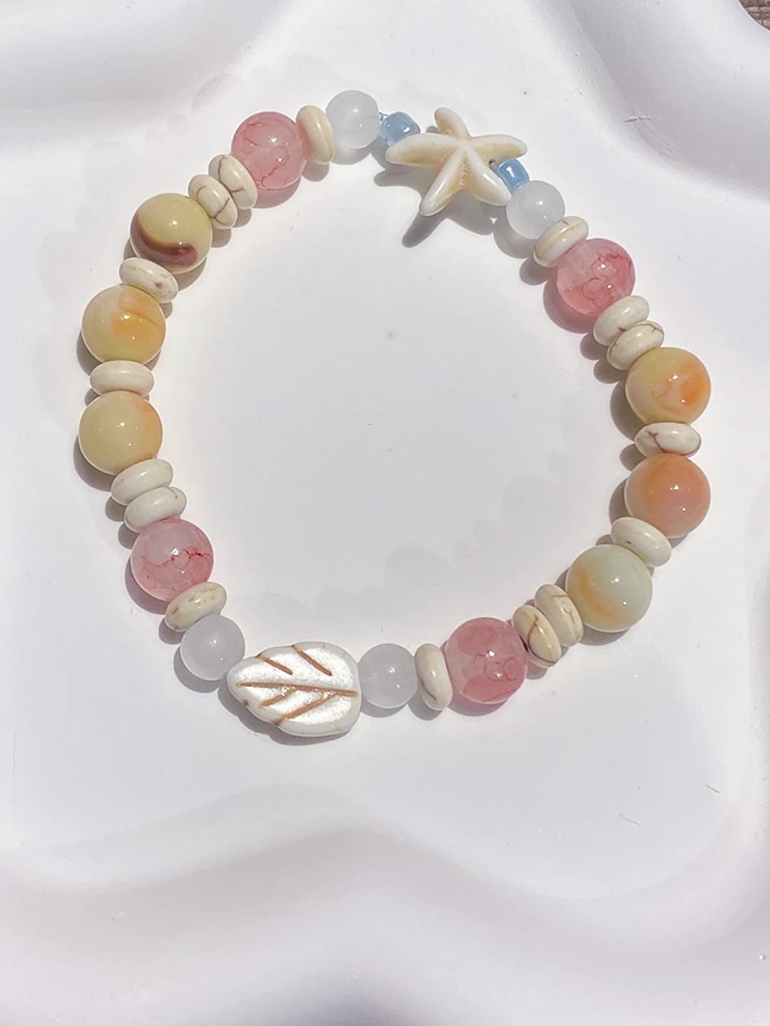 Leaf Starfish Orange Ceramic Bracelet (Bag)