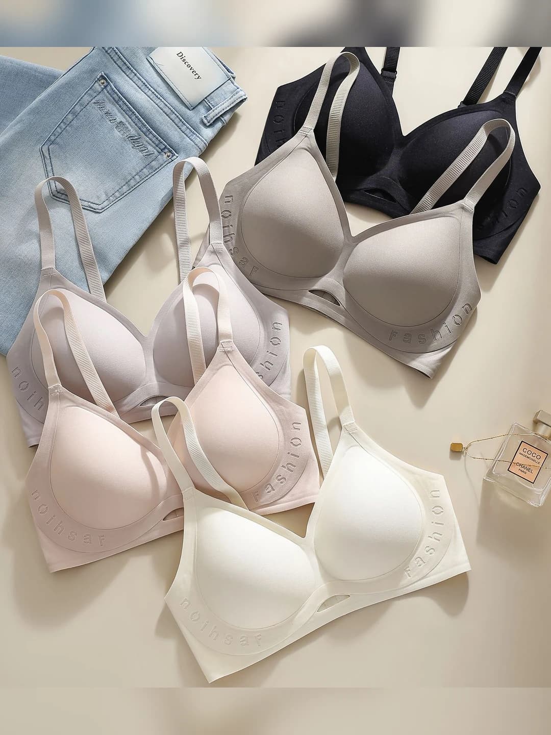 Seamless women's bra, nylon, soft support, 3/4 cup, wire-free, side tuck, lift, breathable, casual style