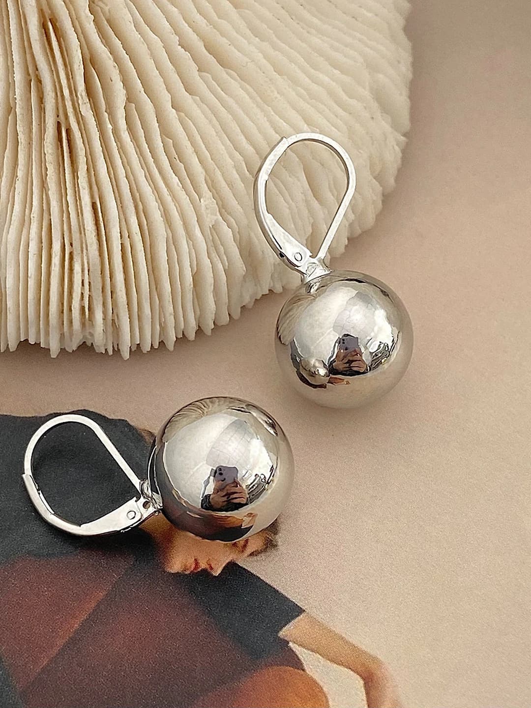 Silver ball drop earrings - gold plated