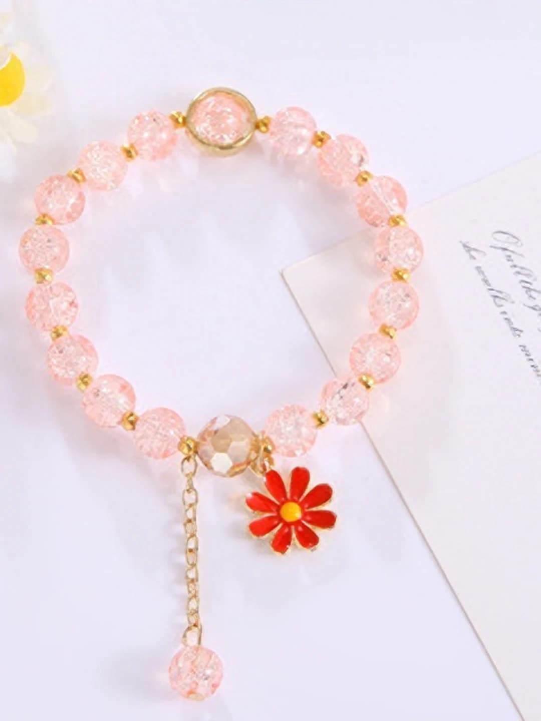 Pink bracelet red daisy bracelet