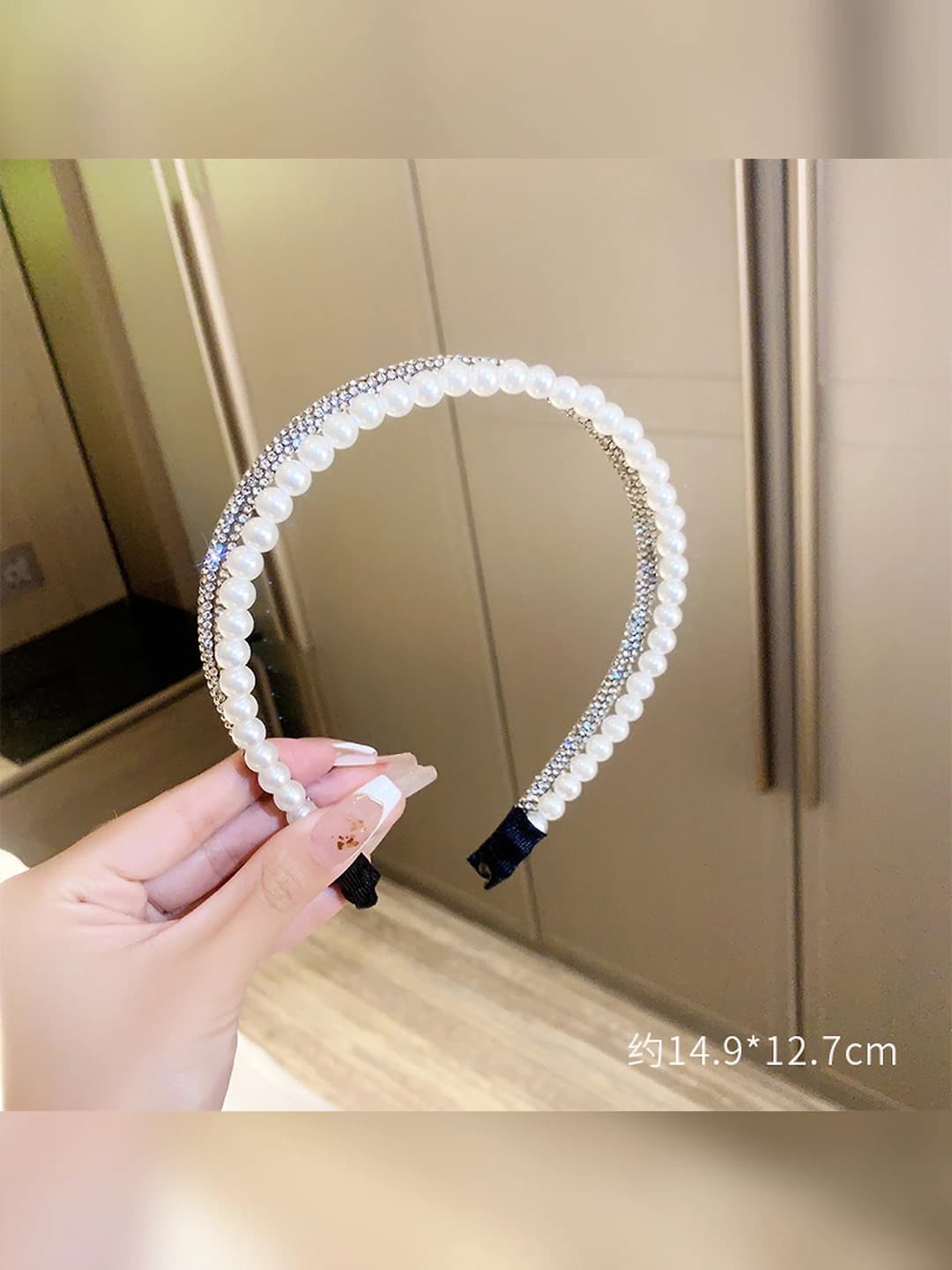 Black rhinestone, pearl