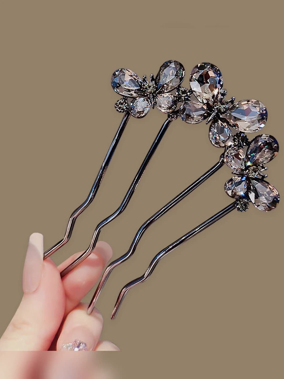1# Gunmetal black butterfly comb