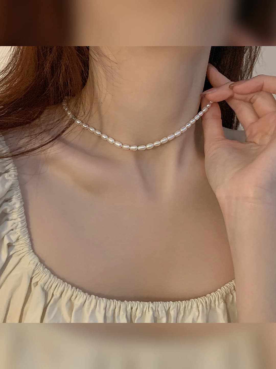 7102# Plain ring pearl necklace