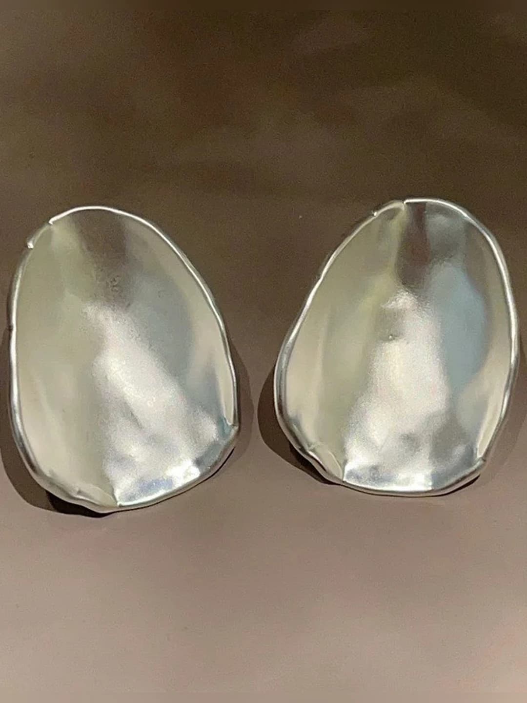 Silver matte stud earrings