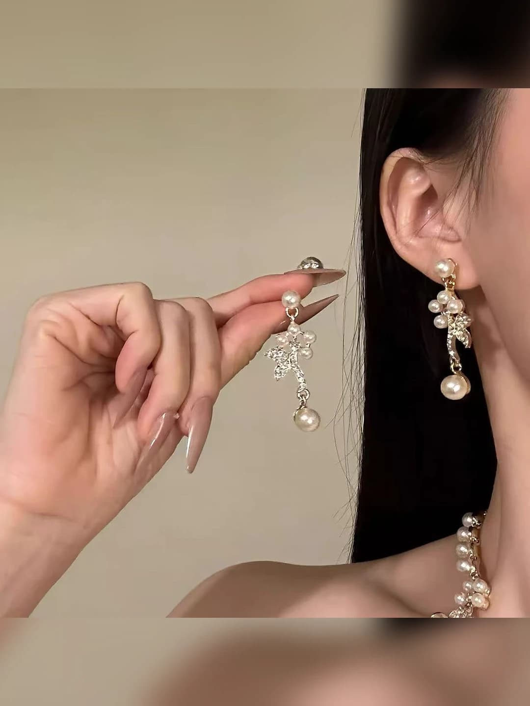 2# Шампанские жемчужные серьги