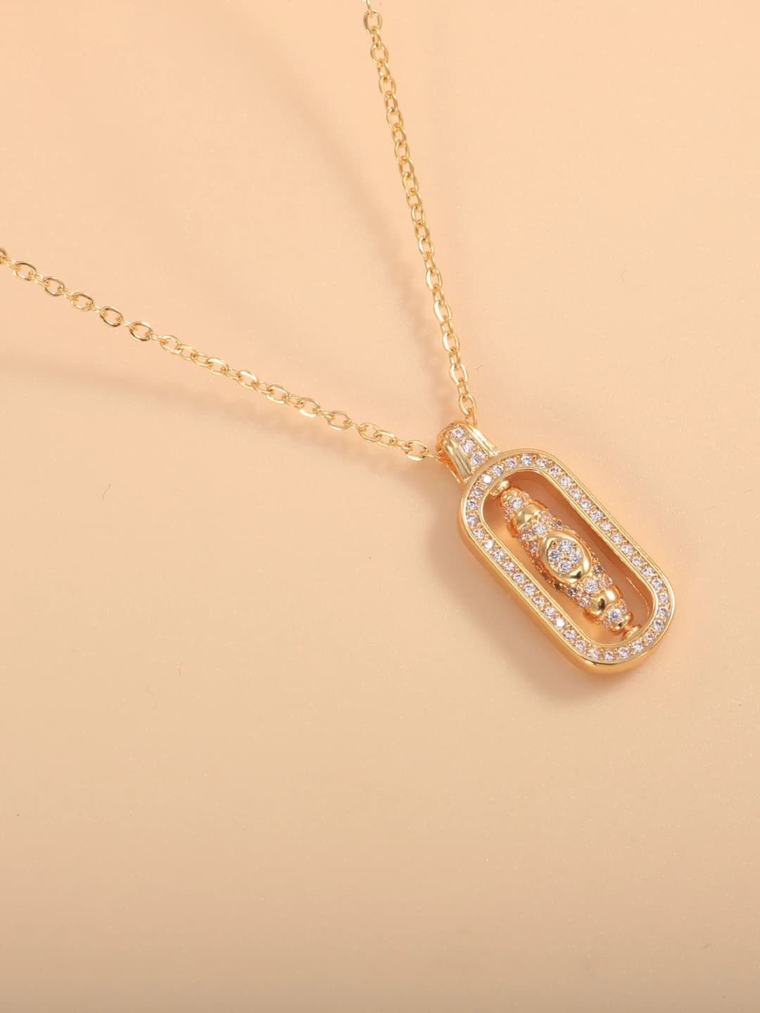 Women's Vajra pendant necklace in Chinese style with zircon inlay and openwork design