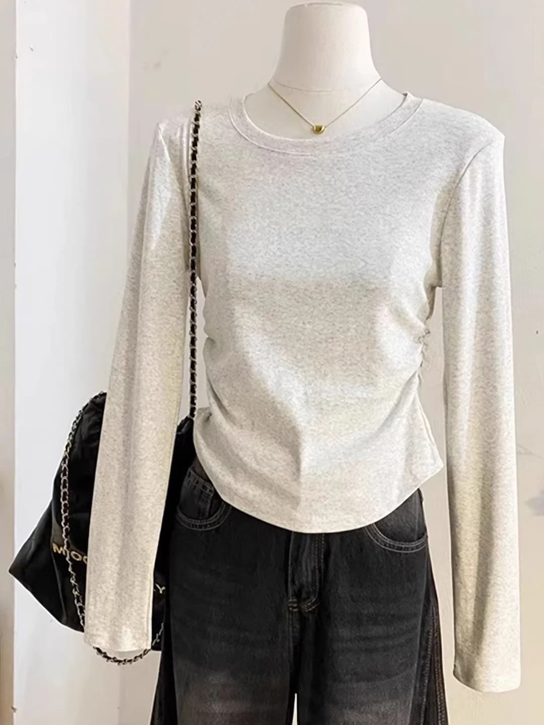 White floral grey (solid)