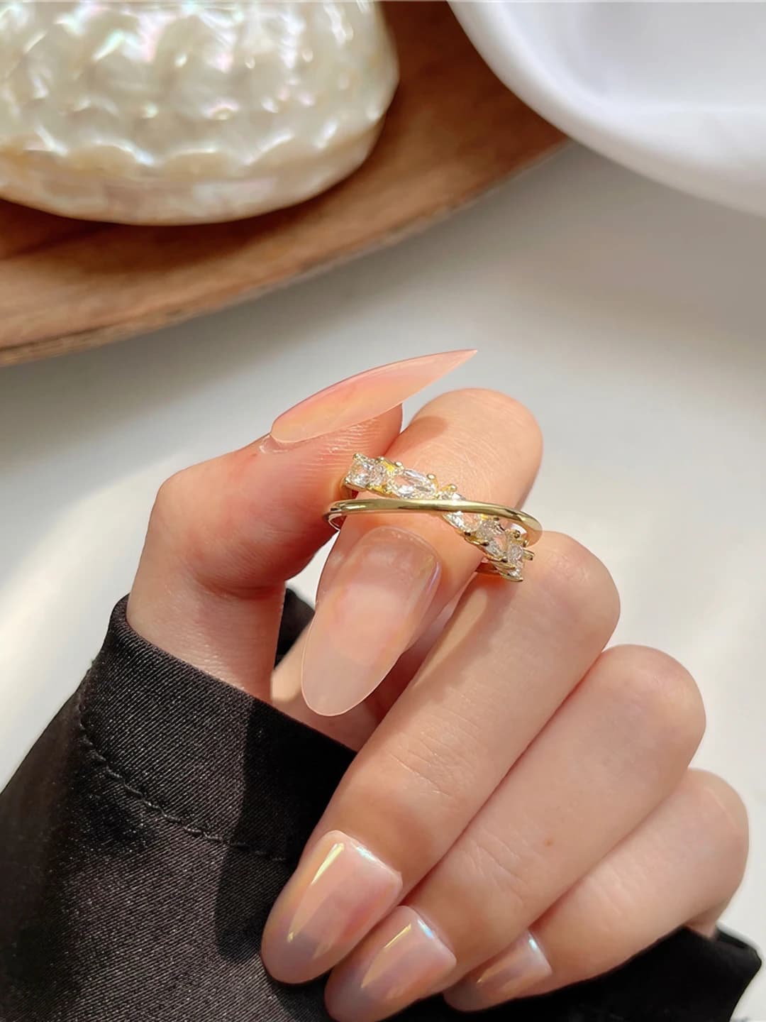 Cross zircon ring
