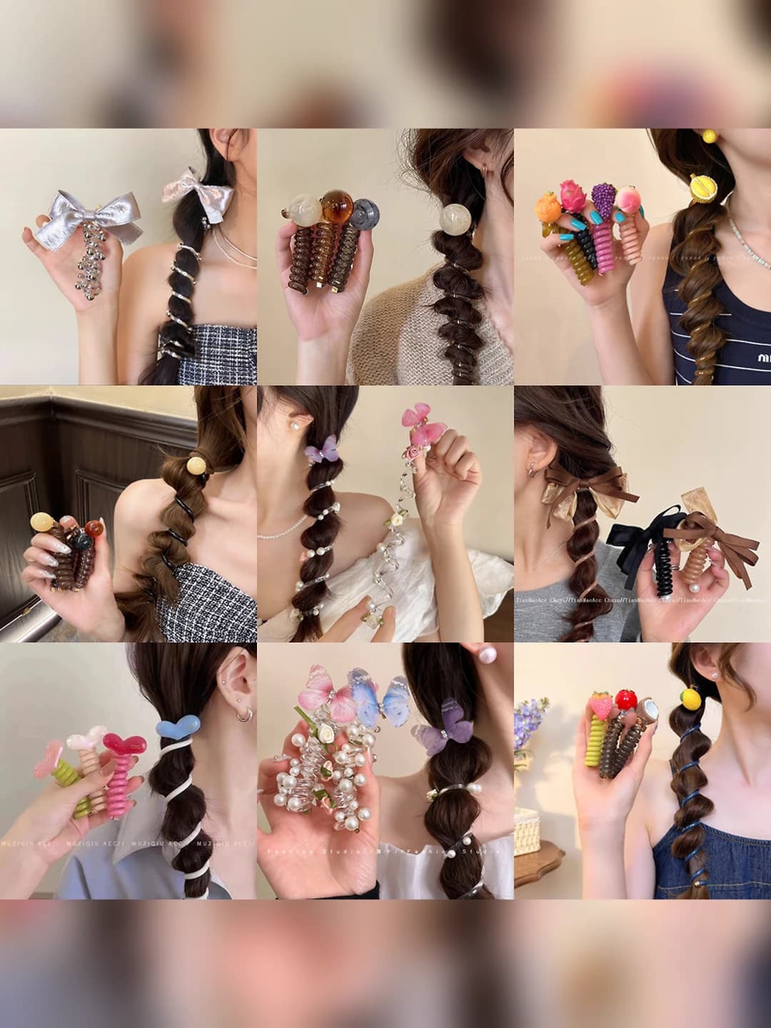 Summer stretch telephone cord hair tie in Korean style, colorful and cute