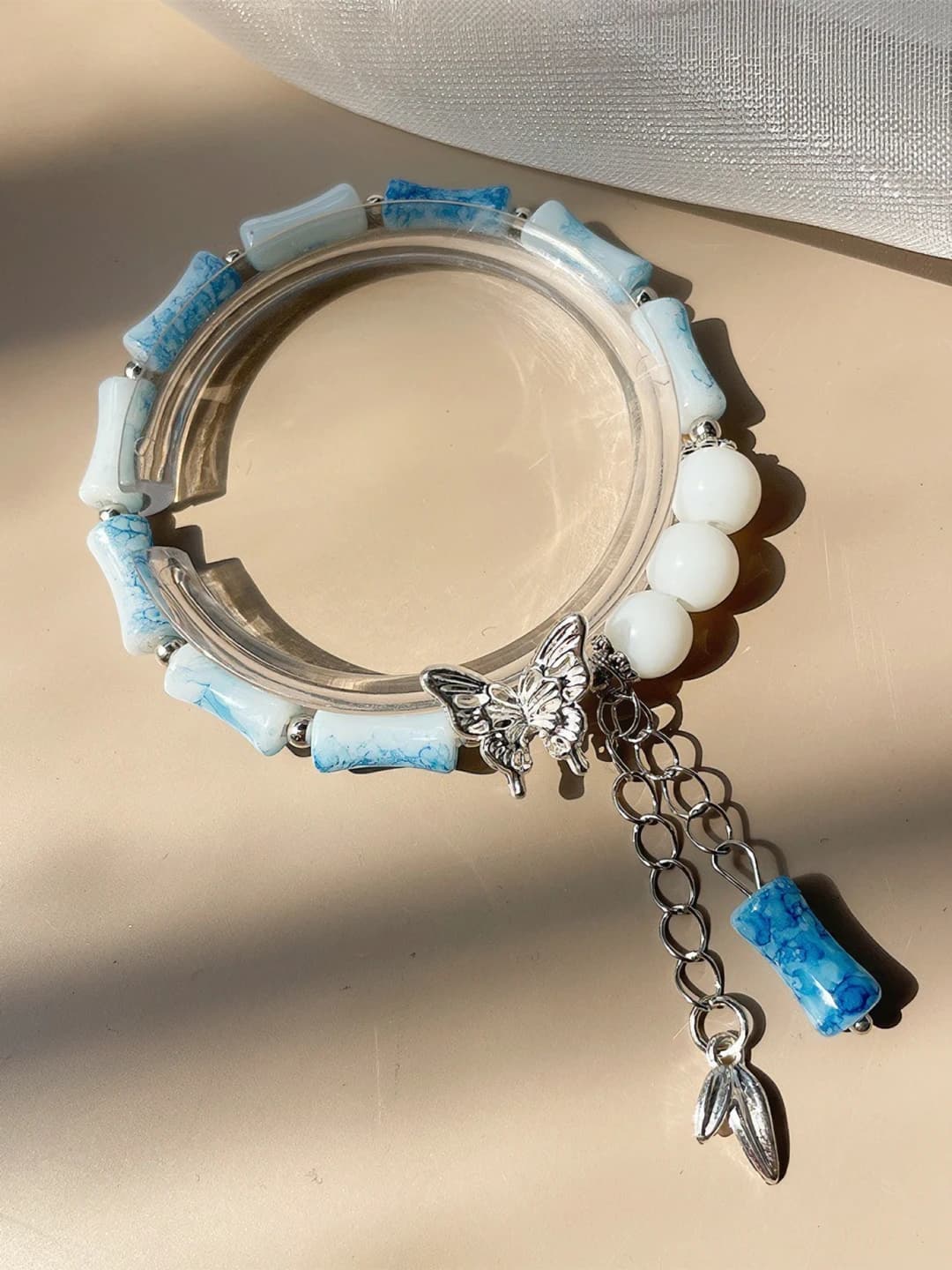 Ceramic look, bamboo, blue-black, butterfly