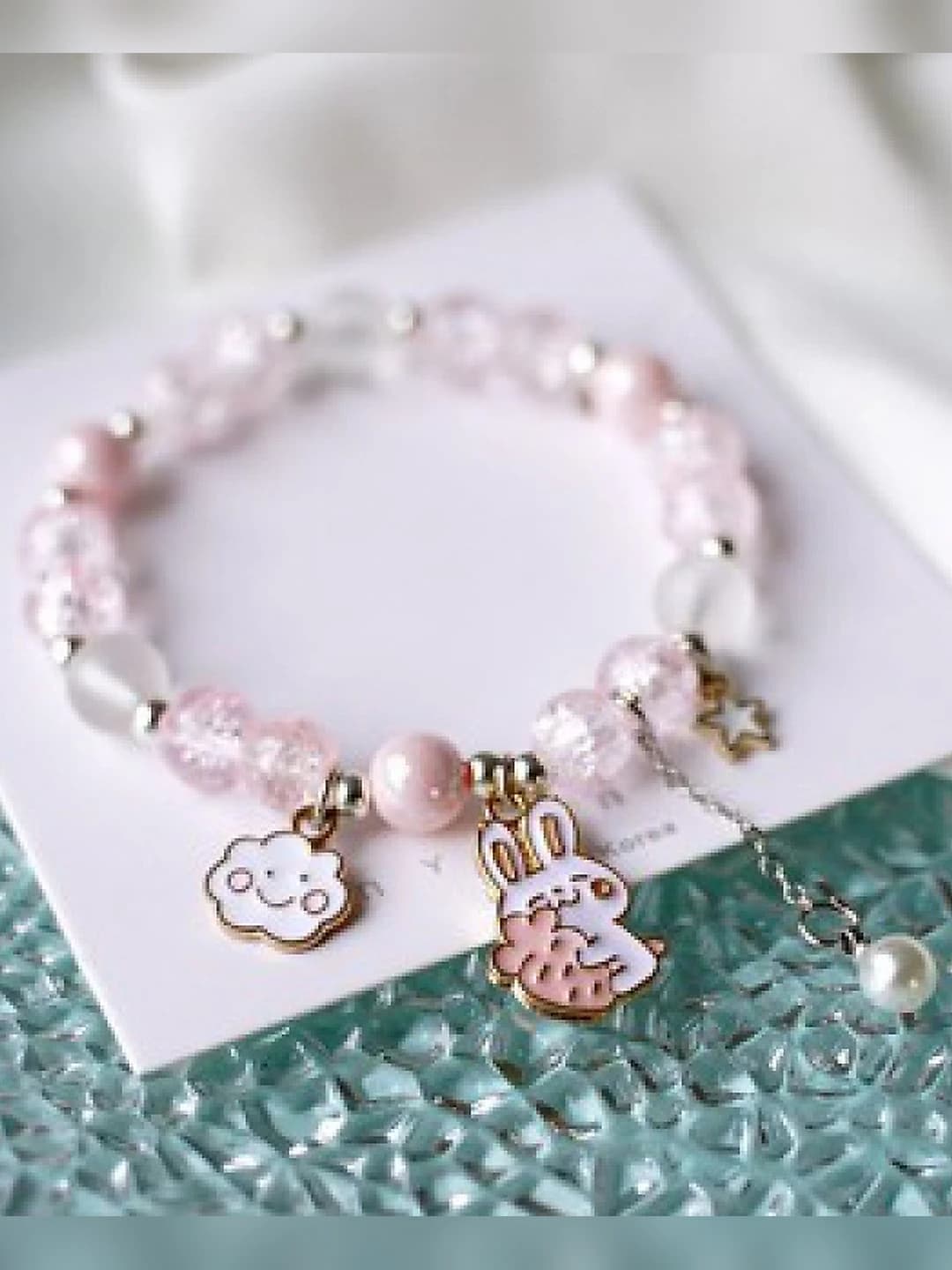 Pink cloud rabbit beads