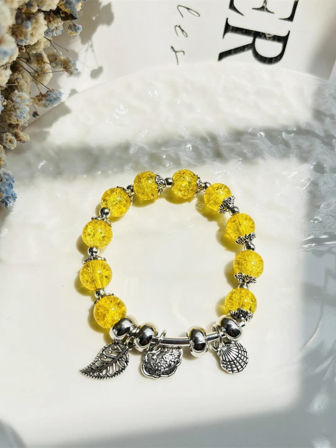 Жёлтый раковина бусы