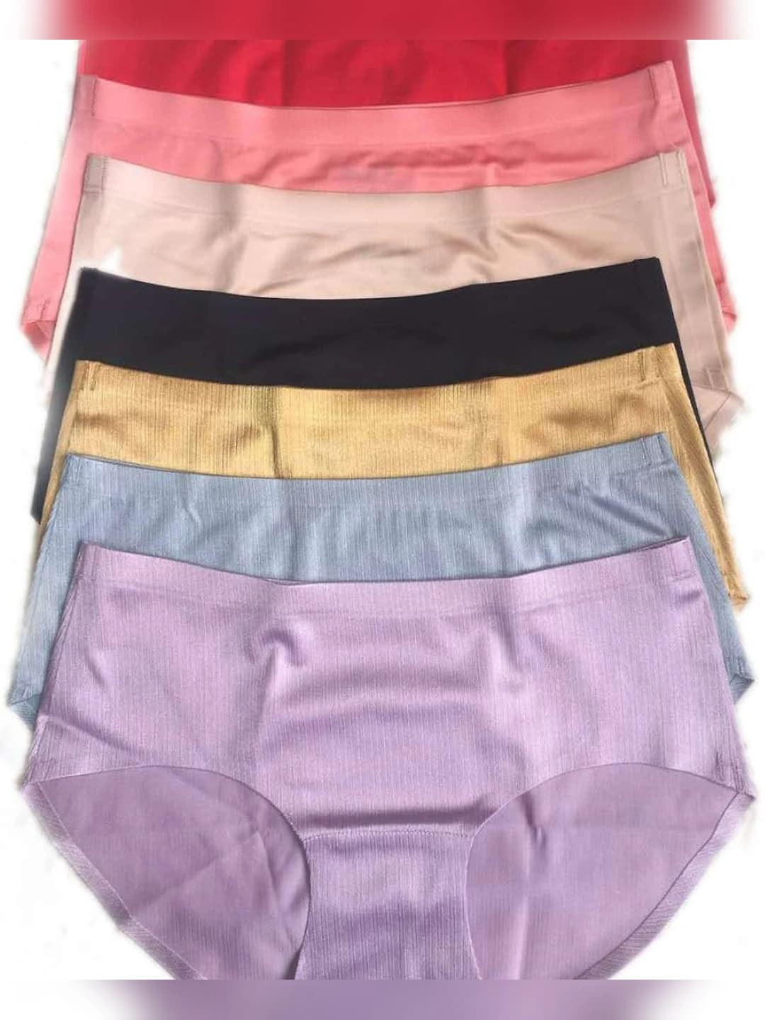Women's seamless briefs, ice-silk fabric, mid-waist, solid colour, all-season