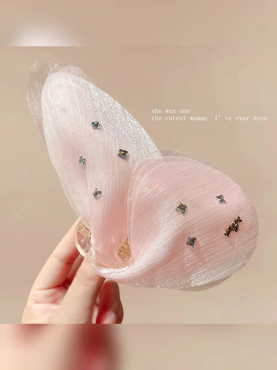 Pink diamond butterfly clip 13 cm - butterfly 15 cm