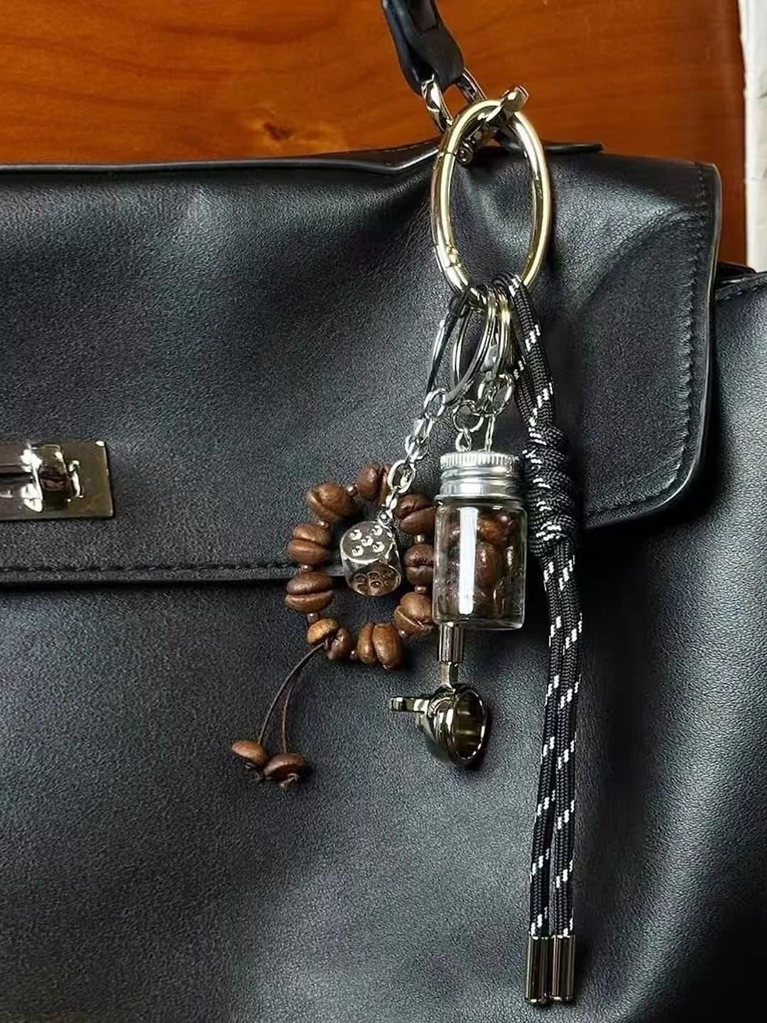 Coffee bean bag charm