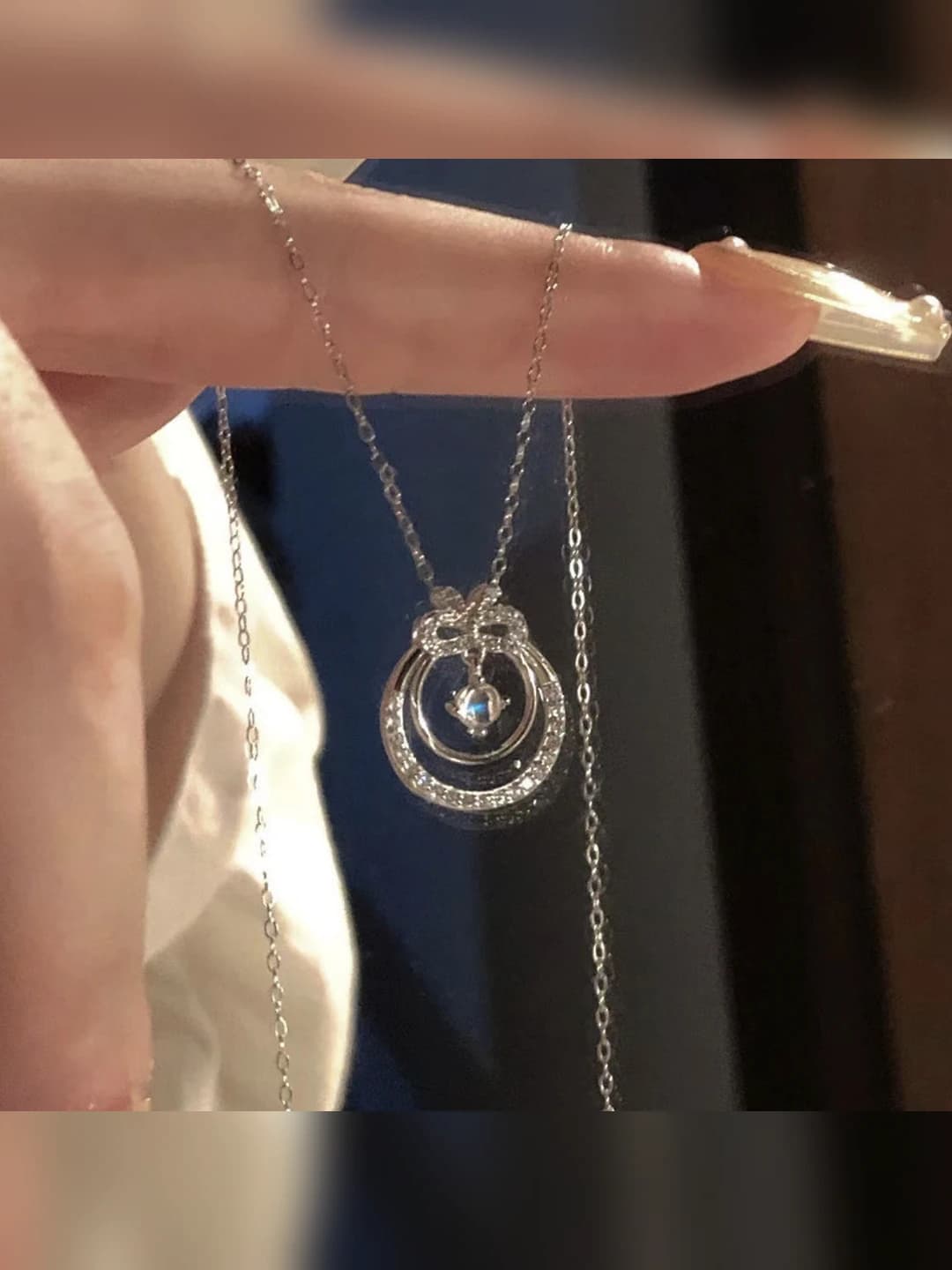 Women's non-fading bow necklace, Japanese-Korean style, electroplated, unique design, gift for girlfriend