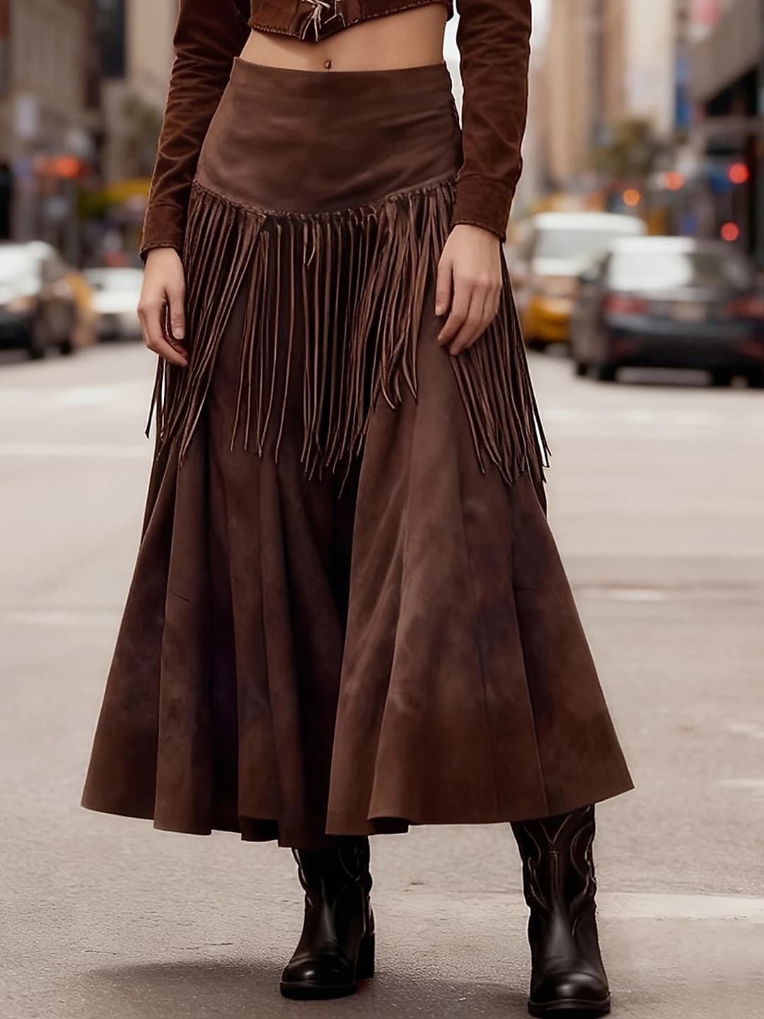Women's leather skirt, solid colour, slim fit, long sleeve, high neck, stretch, design element: french