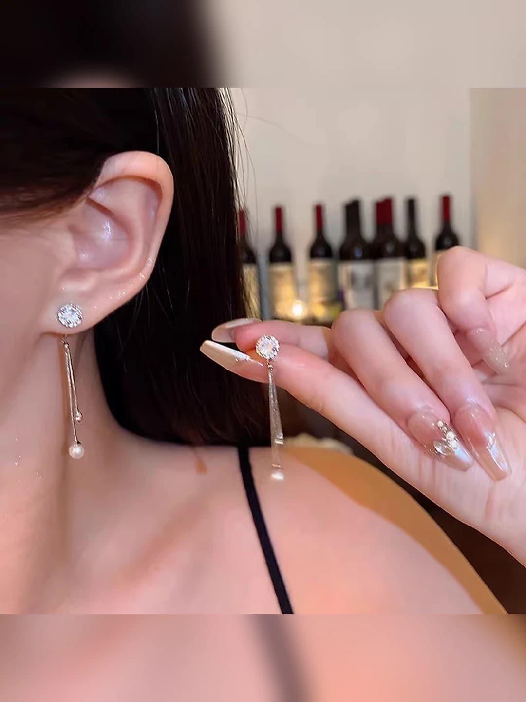 19# Zircon and pearl earrings