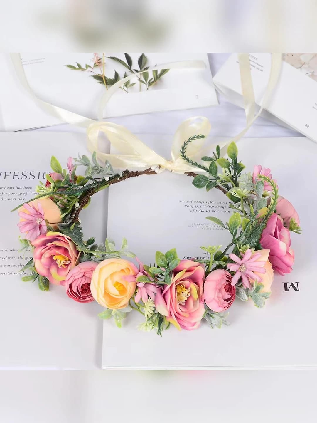 Women's floral crown: sweet style handmade fabric headband
