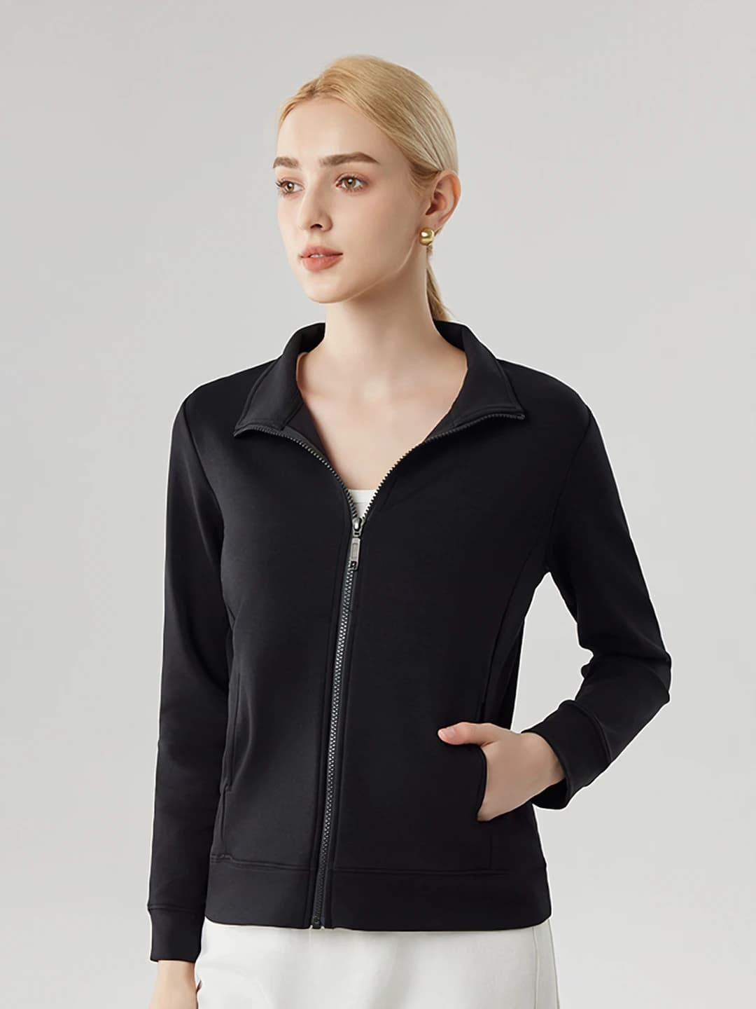 Stand collar jacket [Dark black]