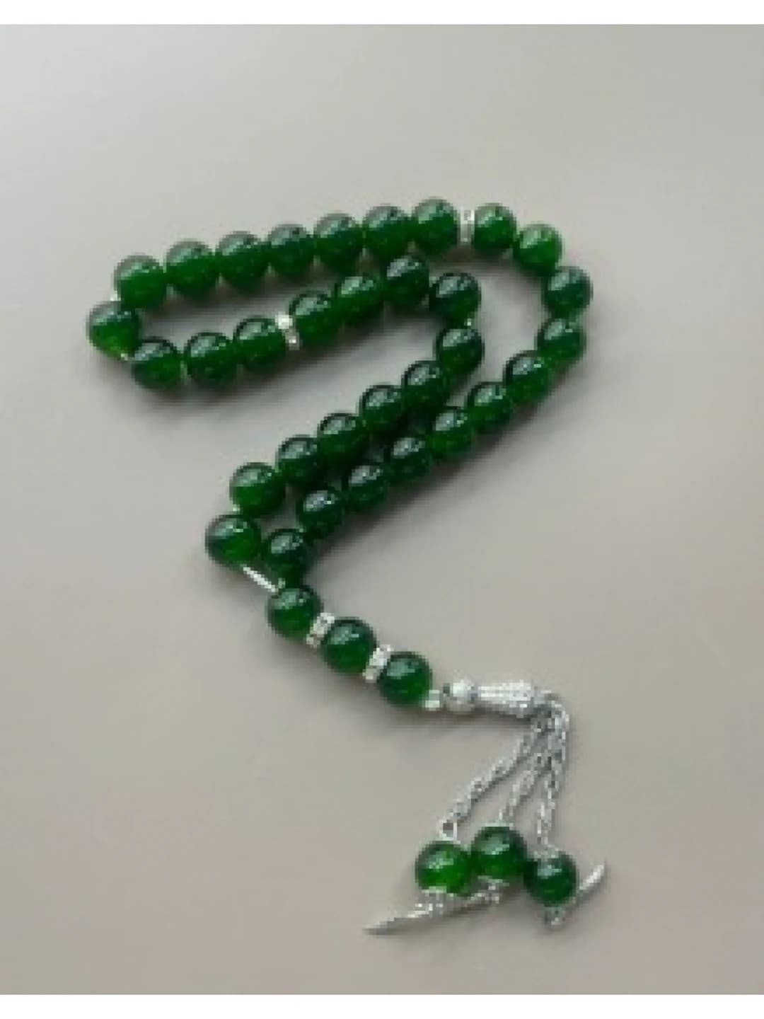 Dark green glass beads