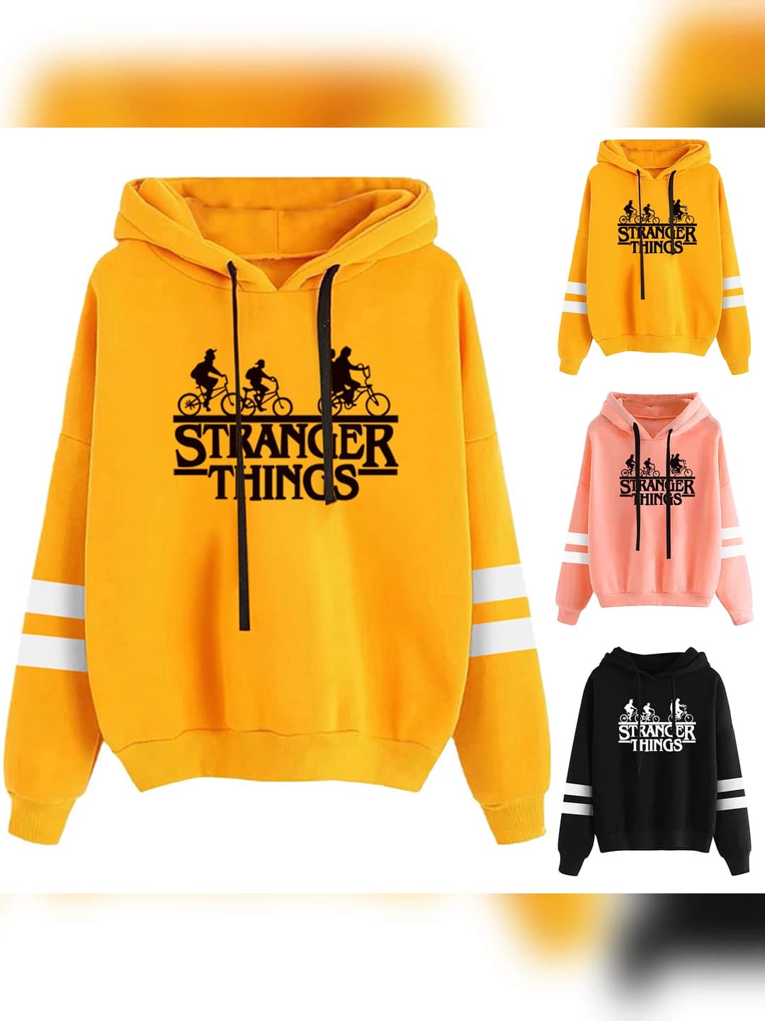 Women's fleece-lined loose fit sports hoodie, long sleeve, printed, Korean style