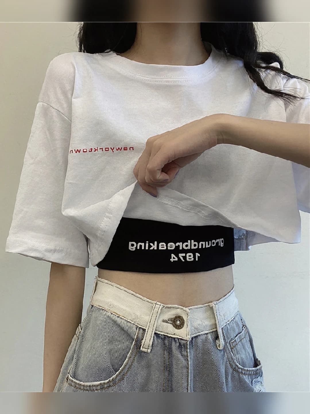 White T-shirt + tank top, 2 pc