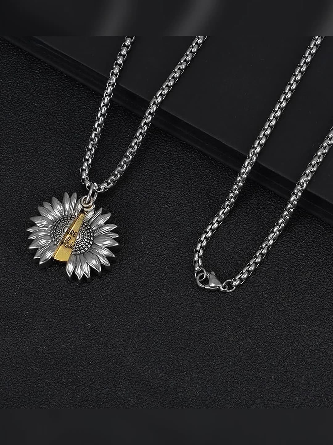 Sunflower (opens) + 60cm titanium chain