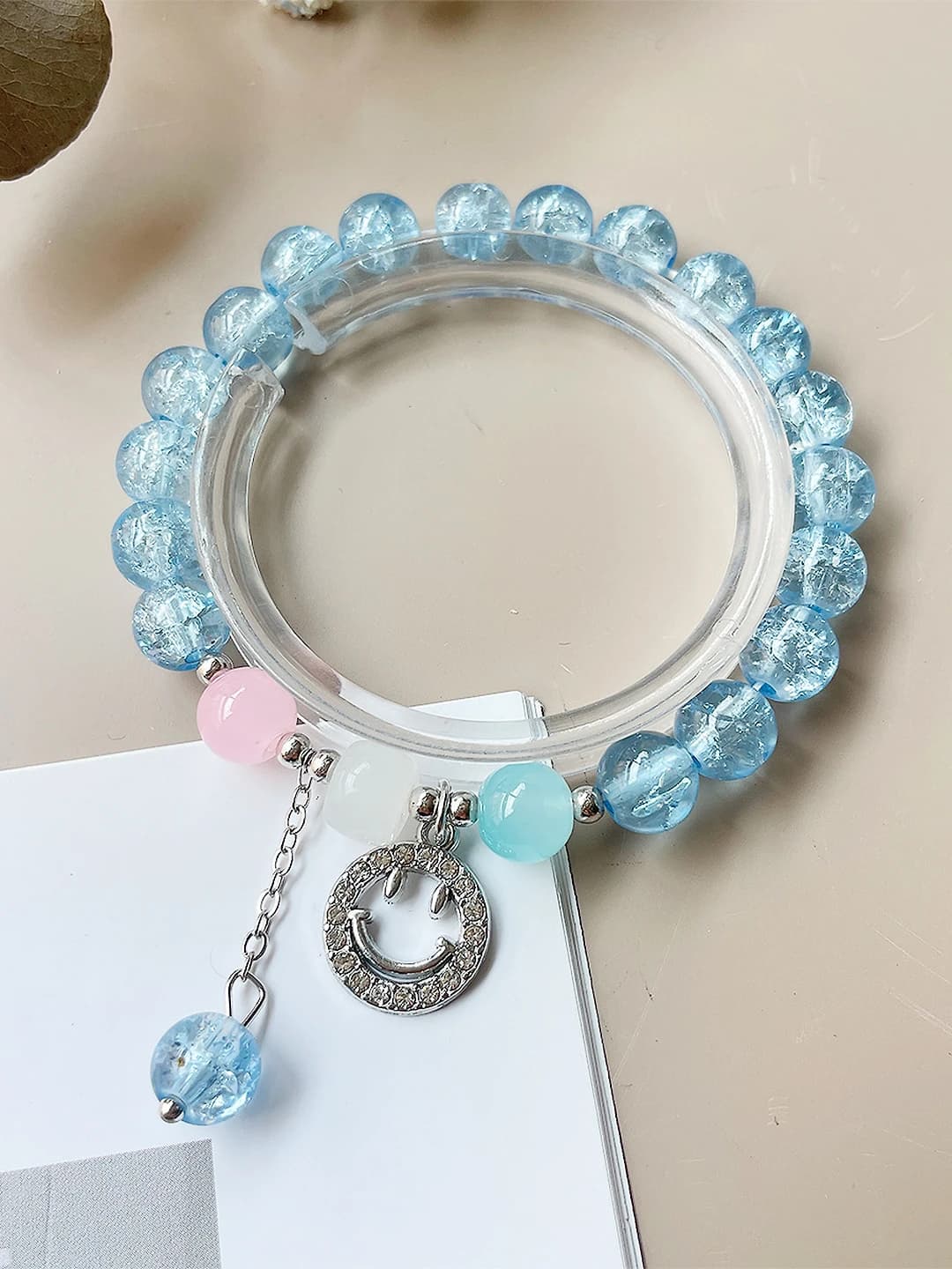 Dark blue multicolour smiley bracelet