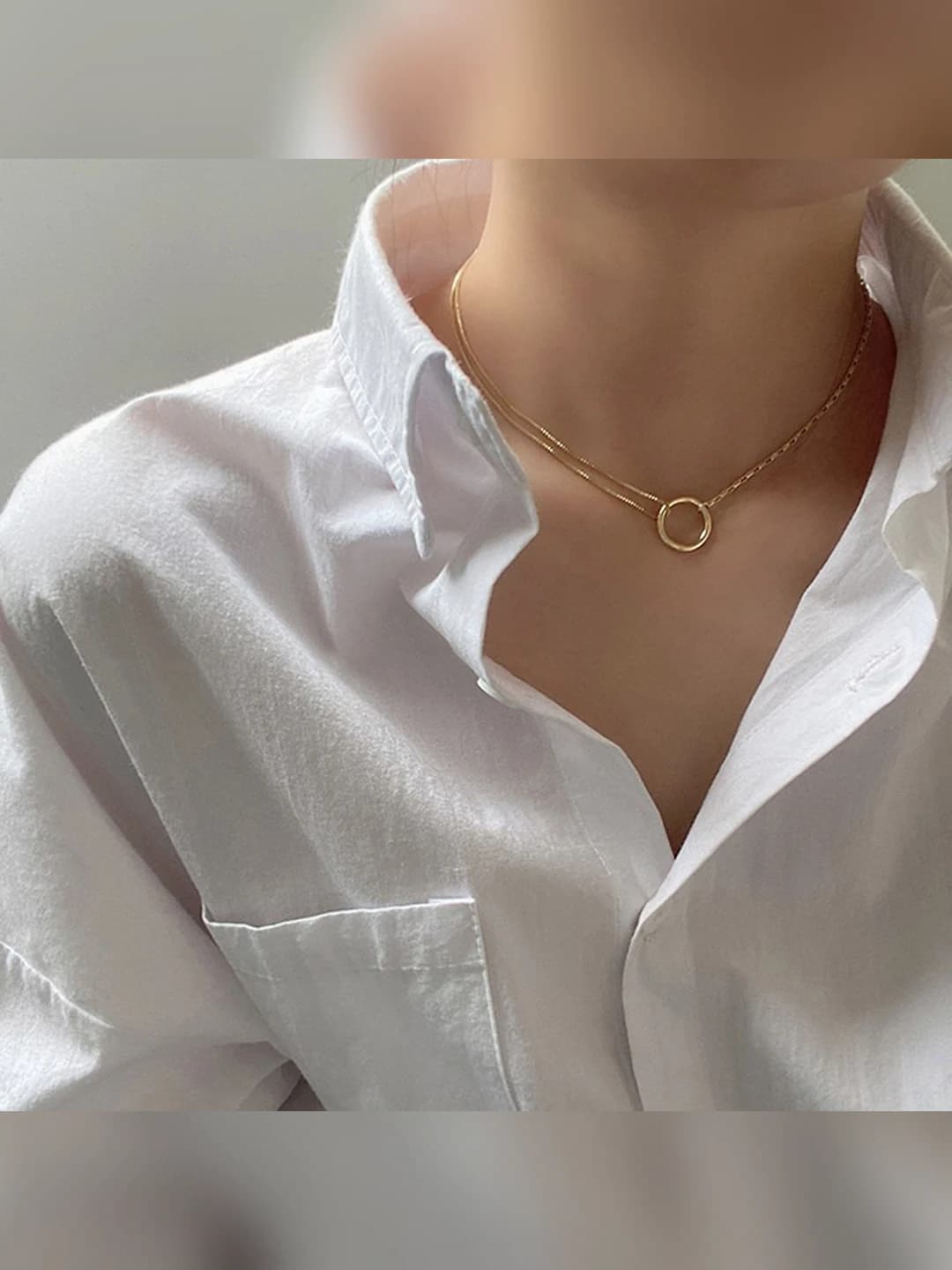Women's short necklace with geometric rings, ins style, simple and elegant design