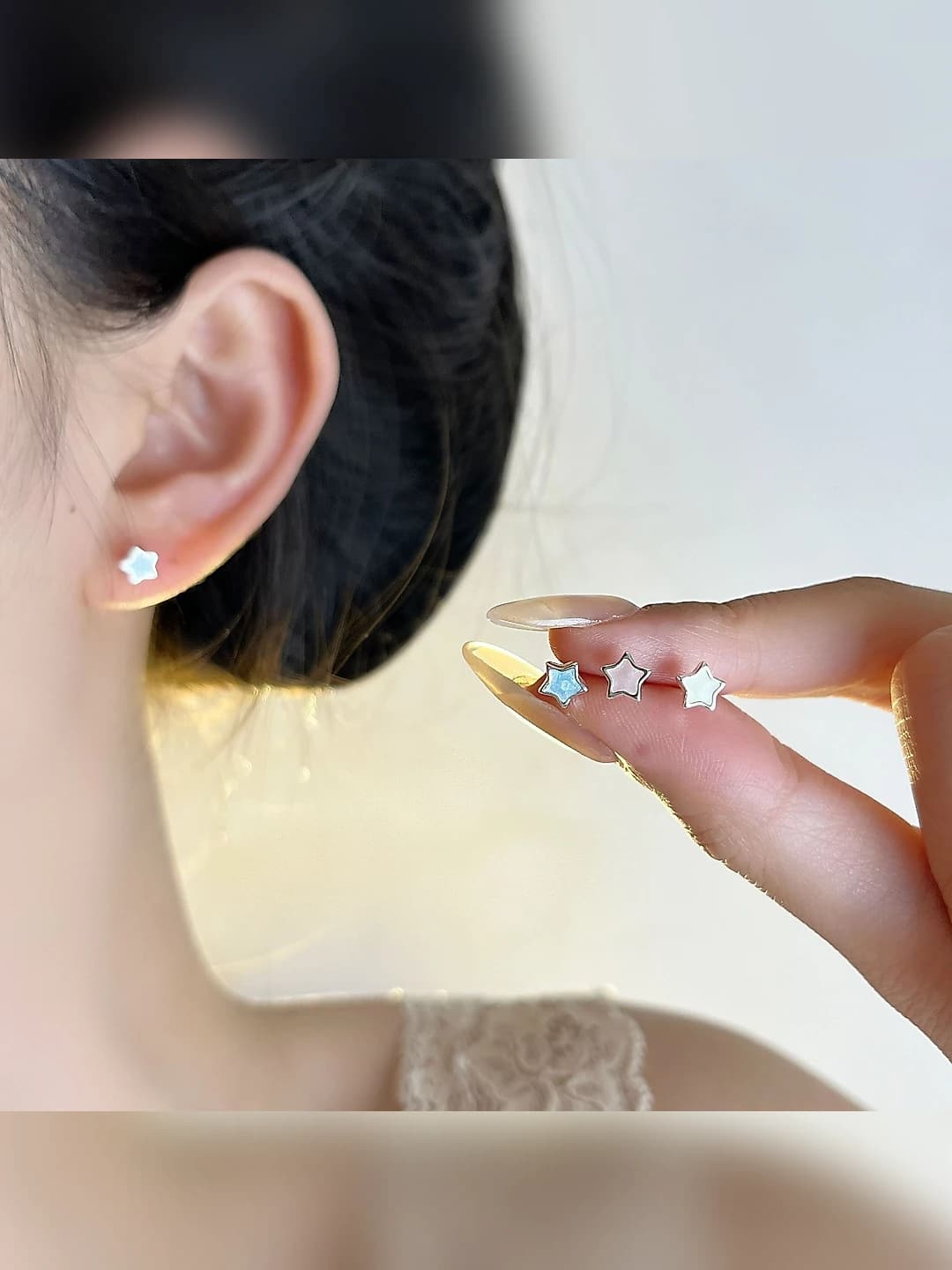 Women's colorful star enamel stud earrings, geometric design element, gold plating, luxury style