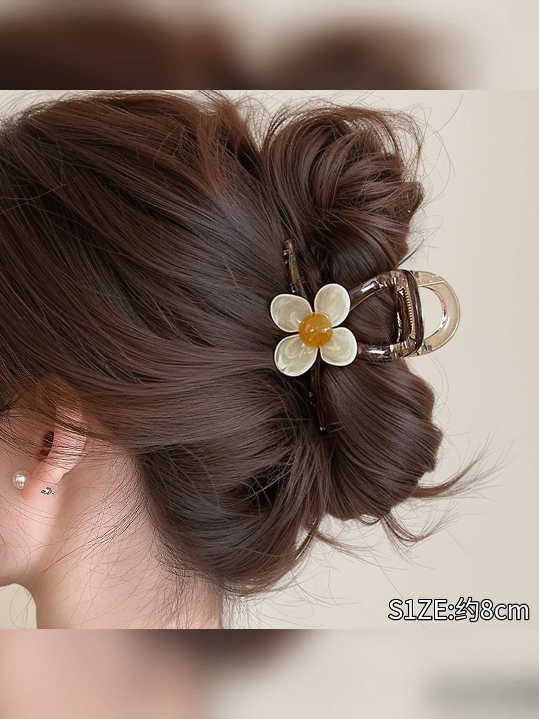 1# Бежевый четырёхлепестковый цветок зажим 8cm