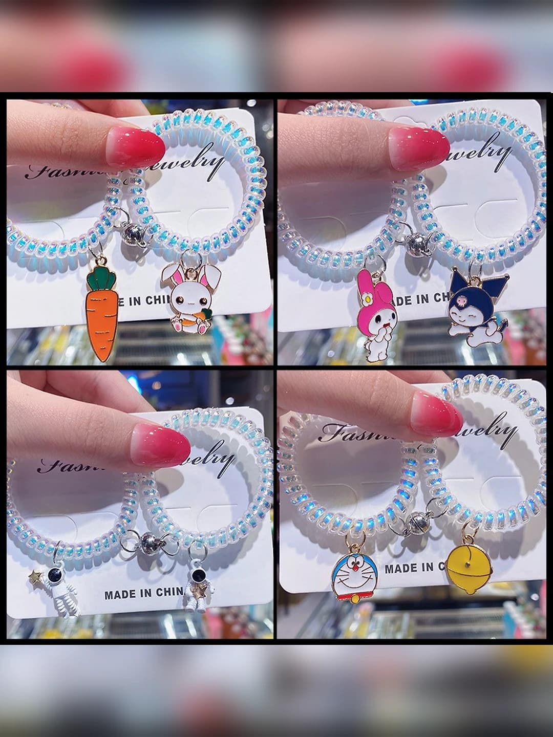 Magnetic bracelet set with astronaut and cartoon characters for couples
