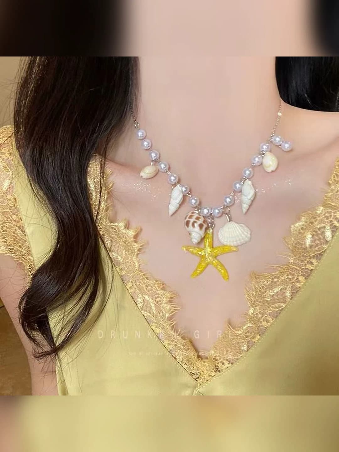 6# Yellow Sea Star Shell Necklace