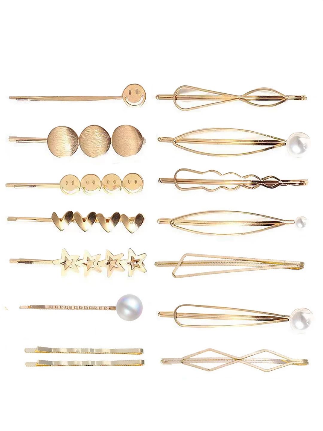 Women's retro gold geometric rhombus metal hair clips and combs, OL style