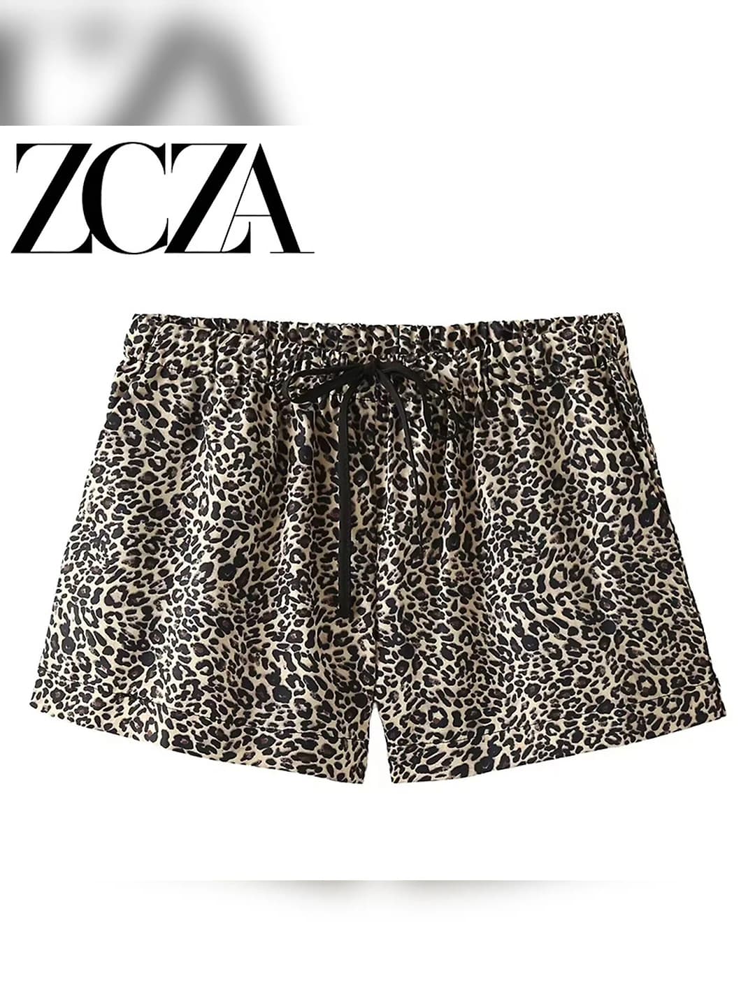 Women's casual printed shorts, knee-length shorts, mid waist, polyester fabric