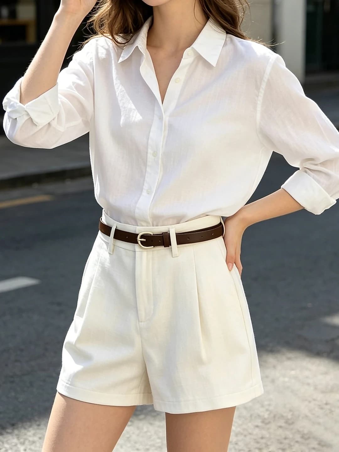 Women's summer casual shorts: high waist, short shorts, solid colour, loose fit, stretch fabric