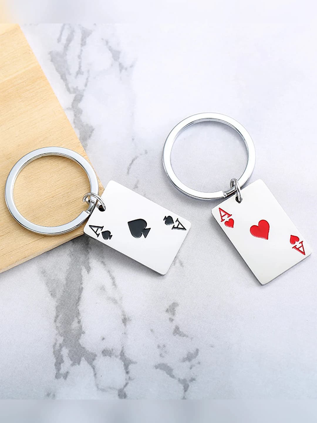 Stainless steel key ring in playing card shape