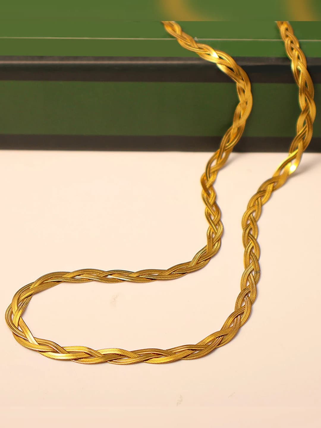 Retro chain necklace for men and women, stainless steel, handmade, twisted, 41-50 cm