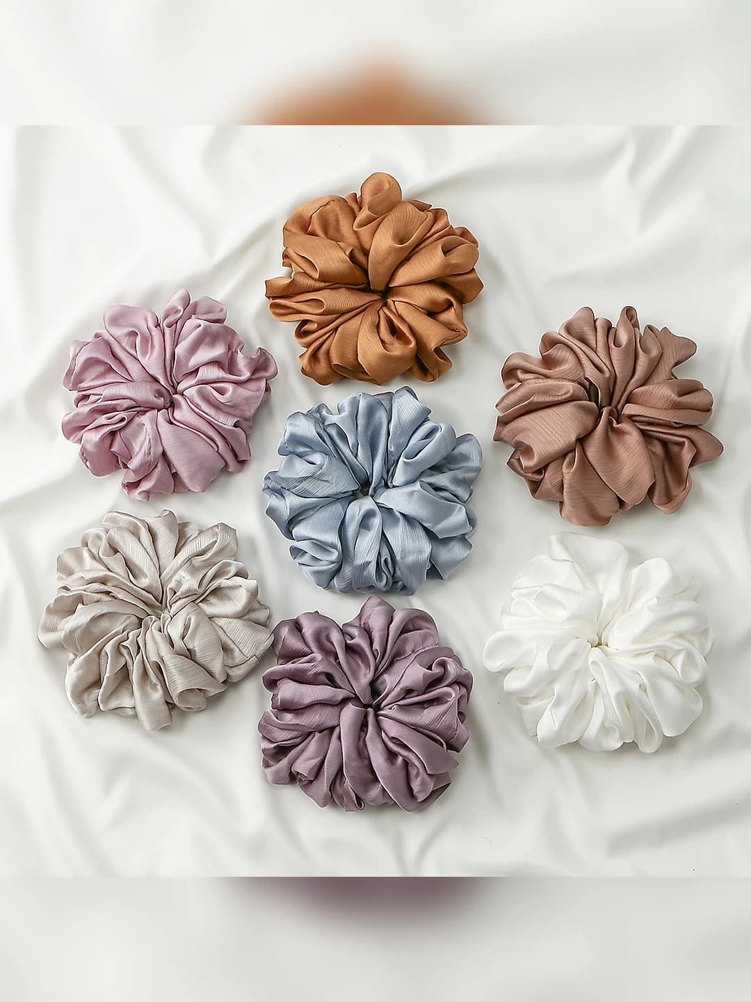 Women's stretchy solid colour satin hair scrunchies in Korean style