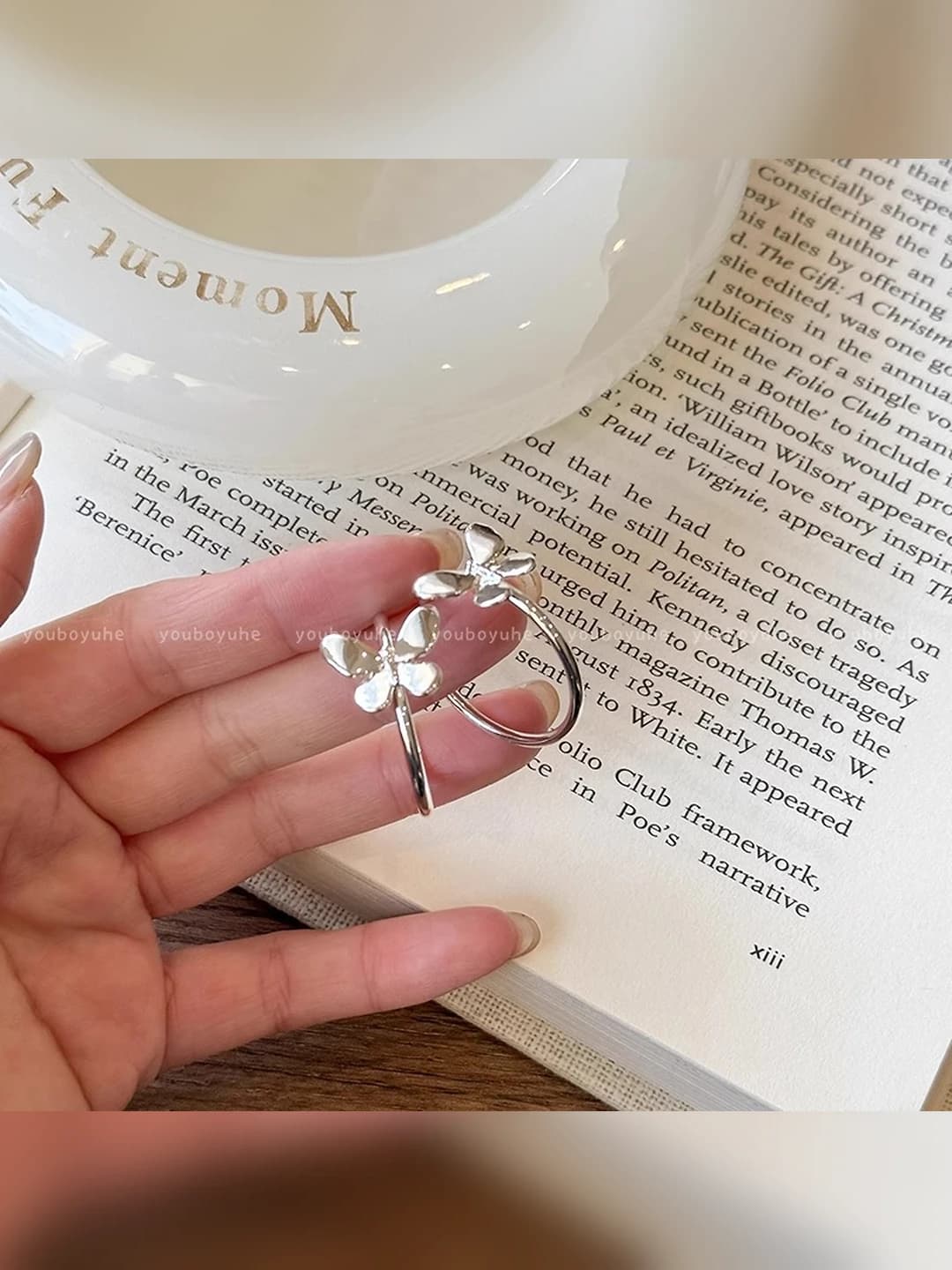 Silver butterfly hoops