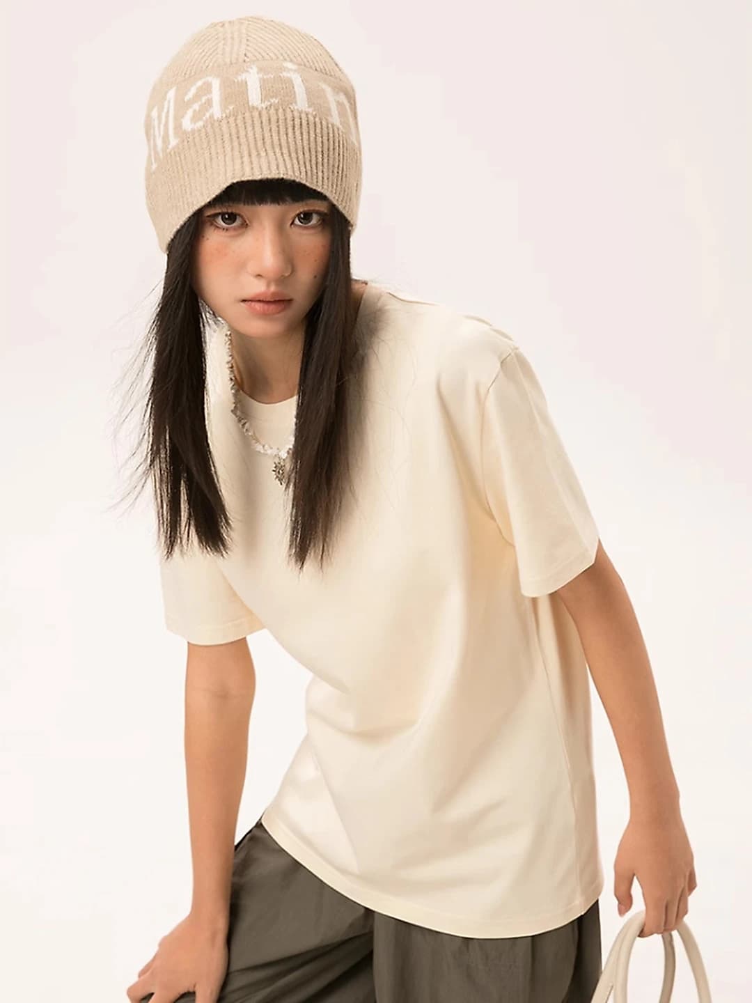 Women's pure cotton t-shirt, crew neck, short sleeve, loose fit, solid colour, casual style