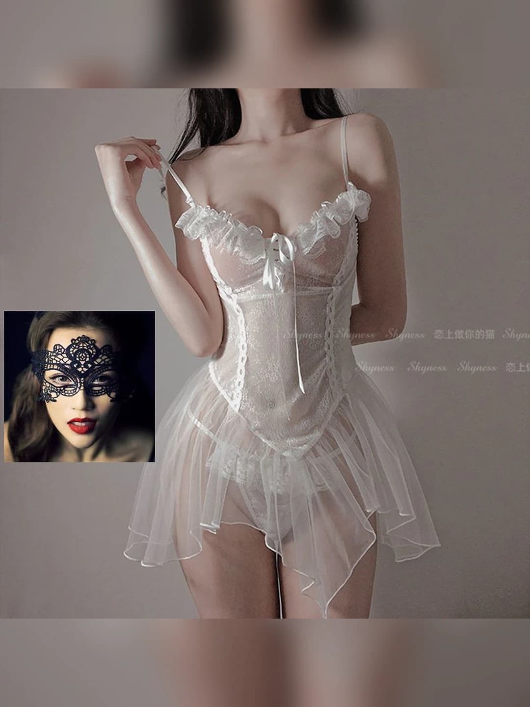 Women's sexy maid lingerie set, medium thickness, main fabric share 70%–80%, for all seasons