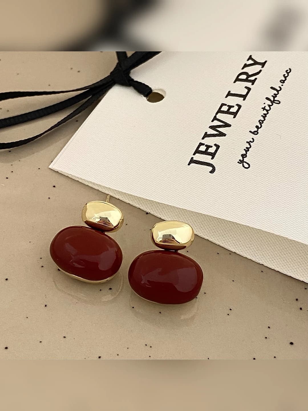 Wine red drop earrings A-416
